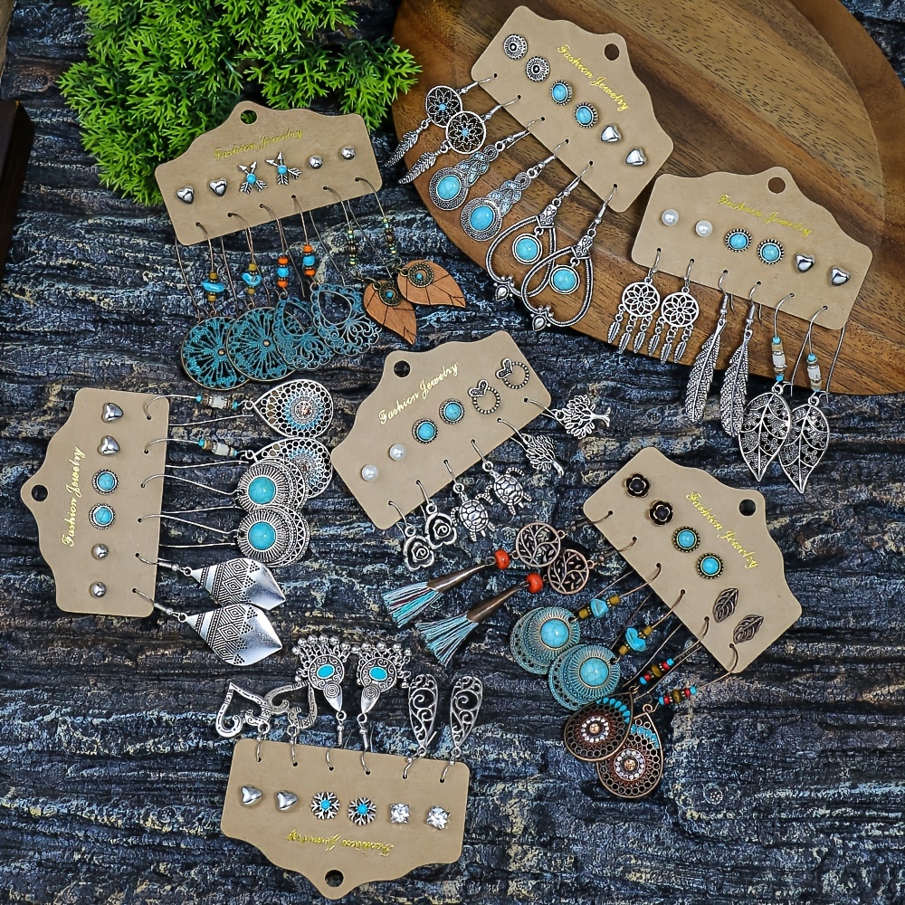 Vintage Style Leaf Turquoise Earrings